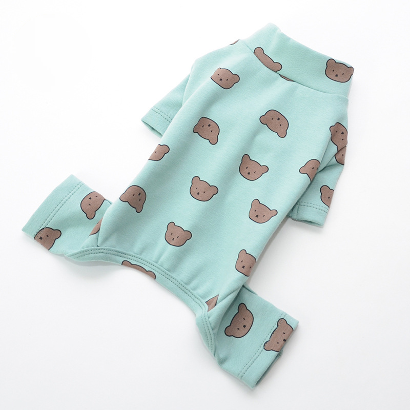 Pet Bear Print Bodysuit Stretch Cotton Four Legs