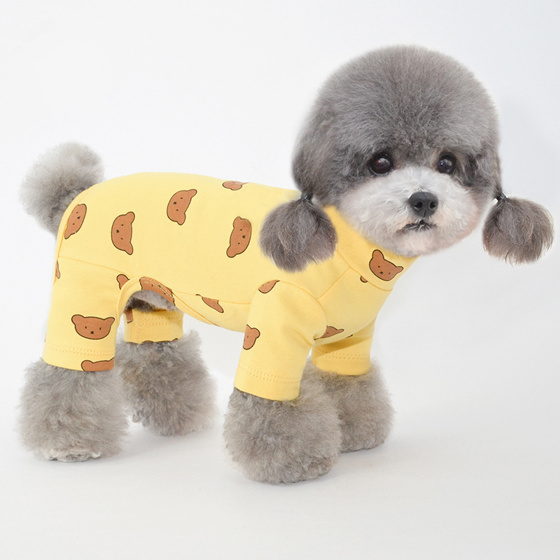 Pet Bear Print Bodysuit Stretch Cotton Four Legs