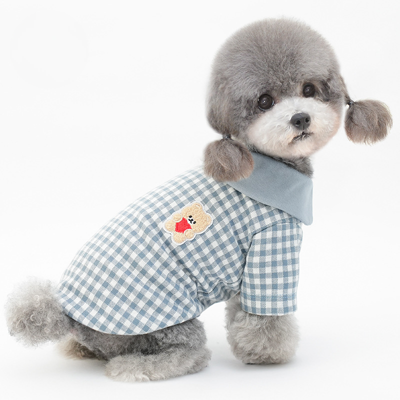 Stylish Checkered Pet Dog Two - legged Coat