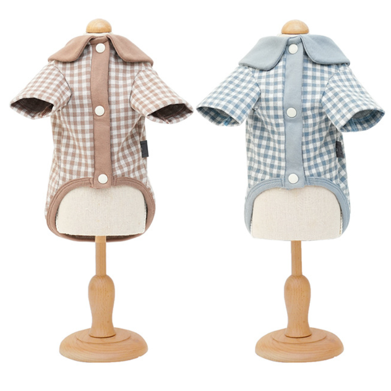 Stylish Checkered Pet Dog Two - legged Coat