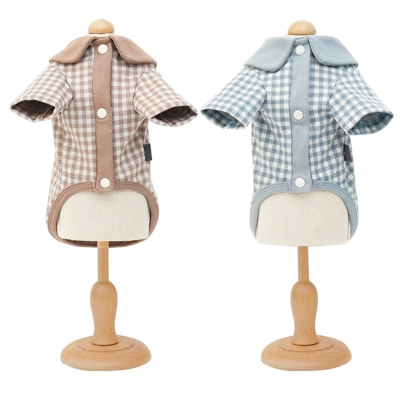 Stylish Checkered Pet Dog Two - legged Coat 02