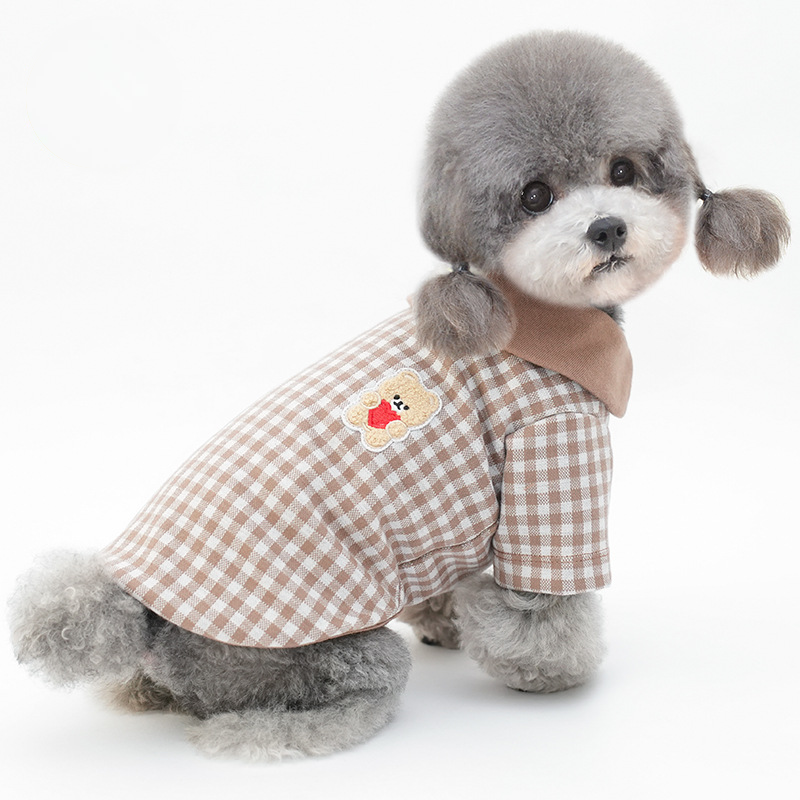 Stylish Checkered Pet Dog Two - legged Coat