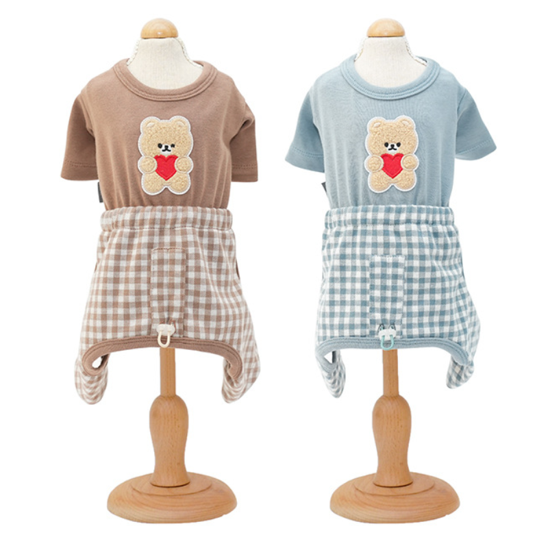 Checkered Dog Four - legged Garment for Cold Seasons