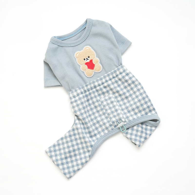 Checkered Dog Four - legged Garment for Cold Seasons
