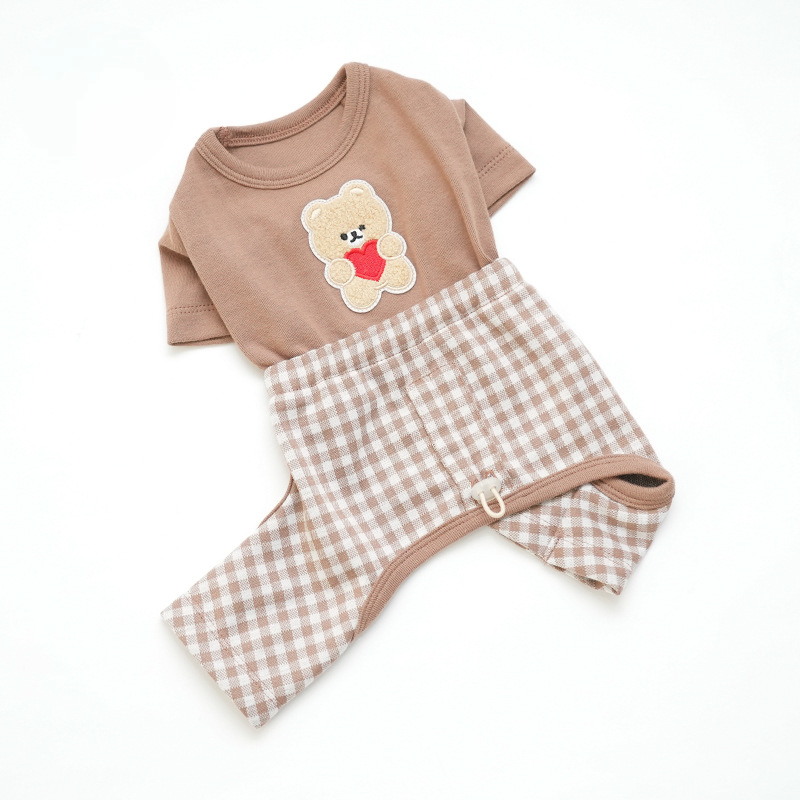 Checkered Dog Four - legged Garment for Cold Seasons