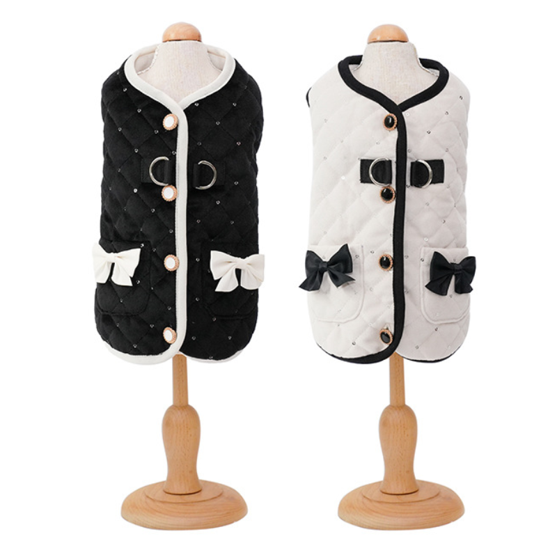 Warm Open Front Sequin Quilted Pet Vest
