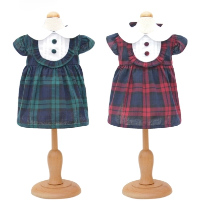Spring Summer Plaid Button Pet Dress 01