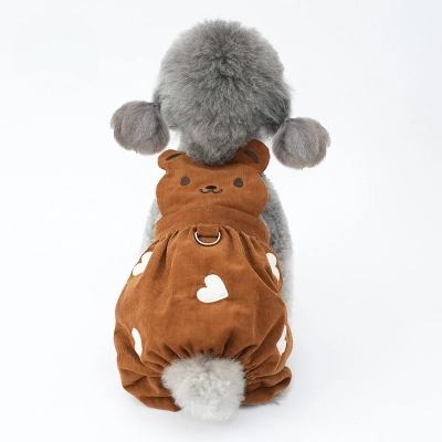 Autumn Winter Corduroy Bear Overalls 02