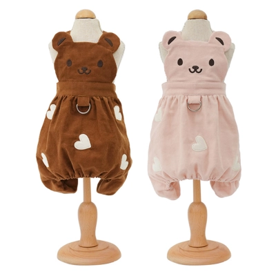 Autumn Winter Corduroy Bear Overalls 01