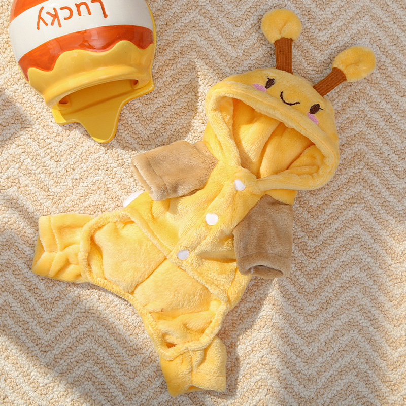 Smiley Bee Fleece Pet Four-Legged Outfit