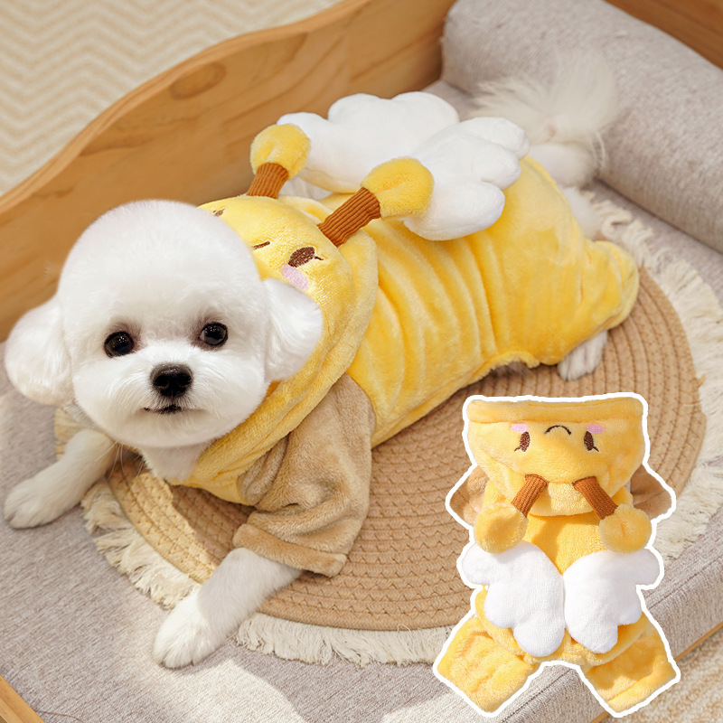 Smiley Bee Fleece Pet Four-Legged Outfit