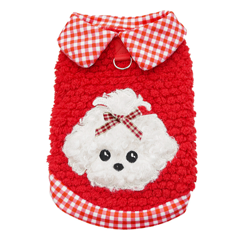 Red Plush Checkered Pet Two-Legged Shirt
