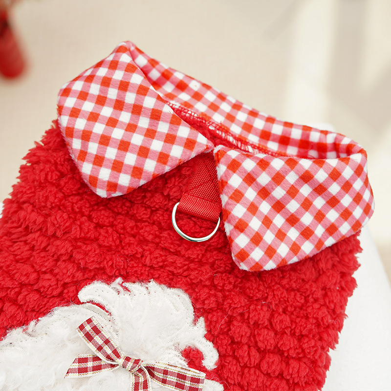Red Plush Checkered Pet Two-Legged Shirt