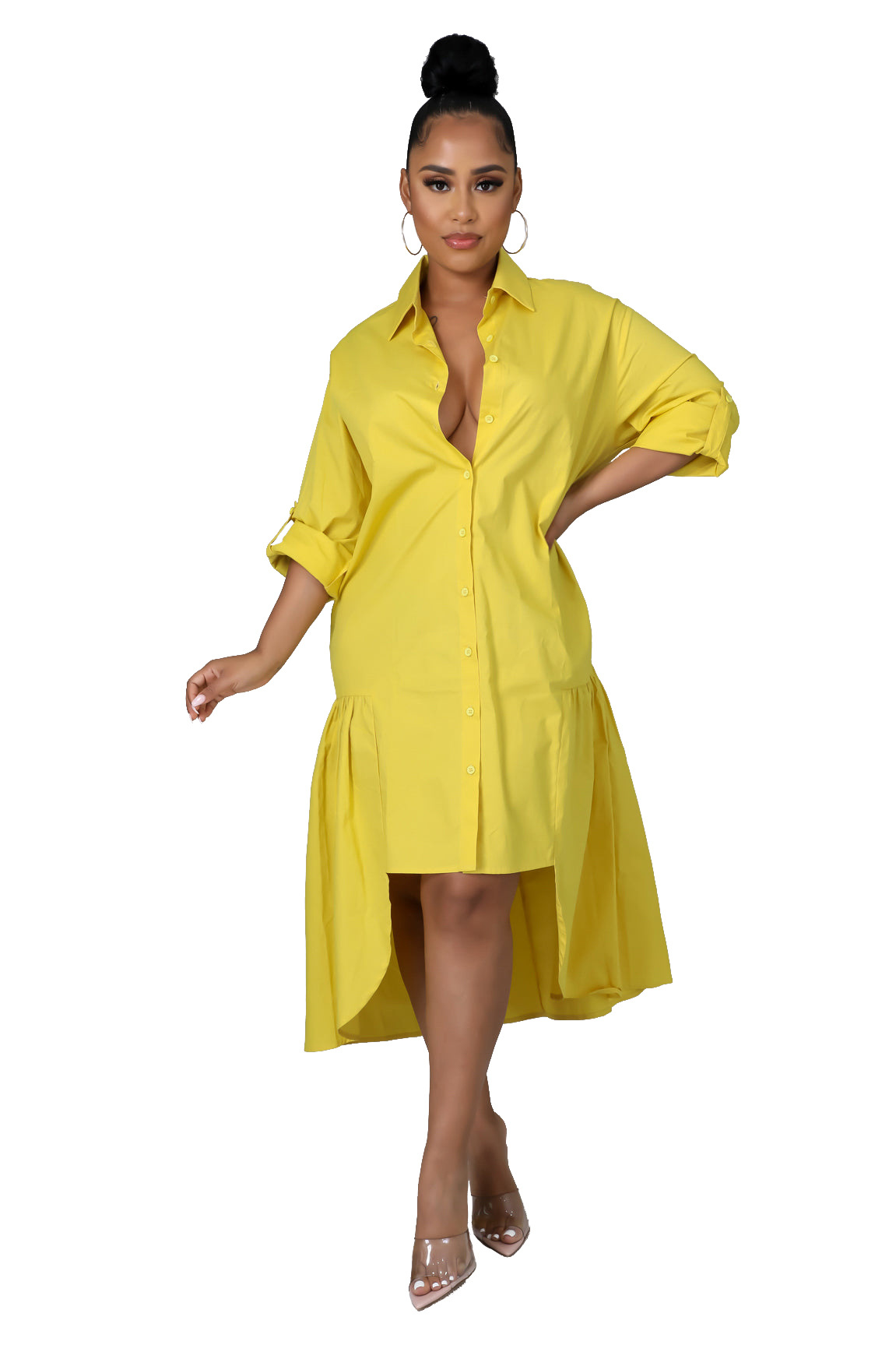 Women'S Fashion Loose Casual Button Up Shirt Skirt