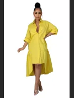 Women'S Fashion Loose Casual Button Up Shirt Skirt