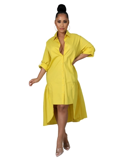 Women'S Fashion Loose Casual Button Up Shirt Skirt 02