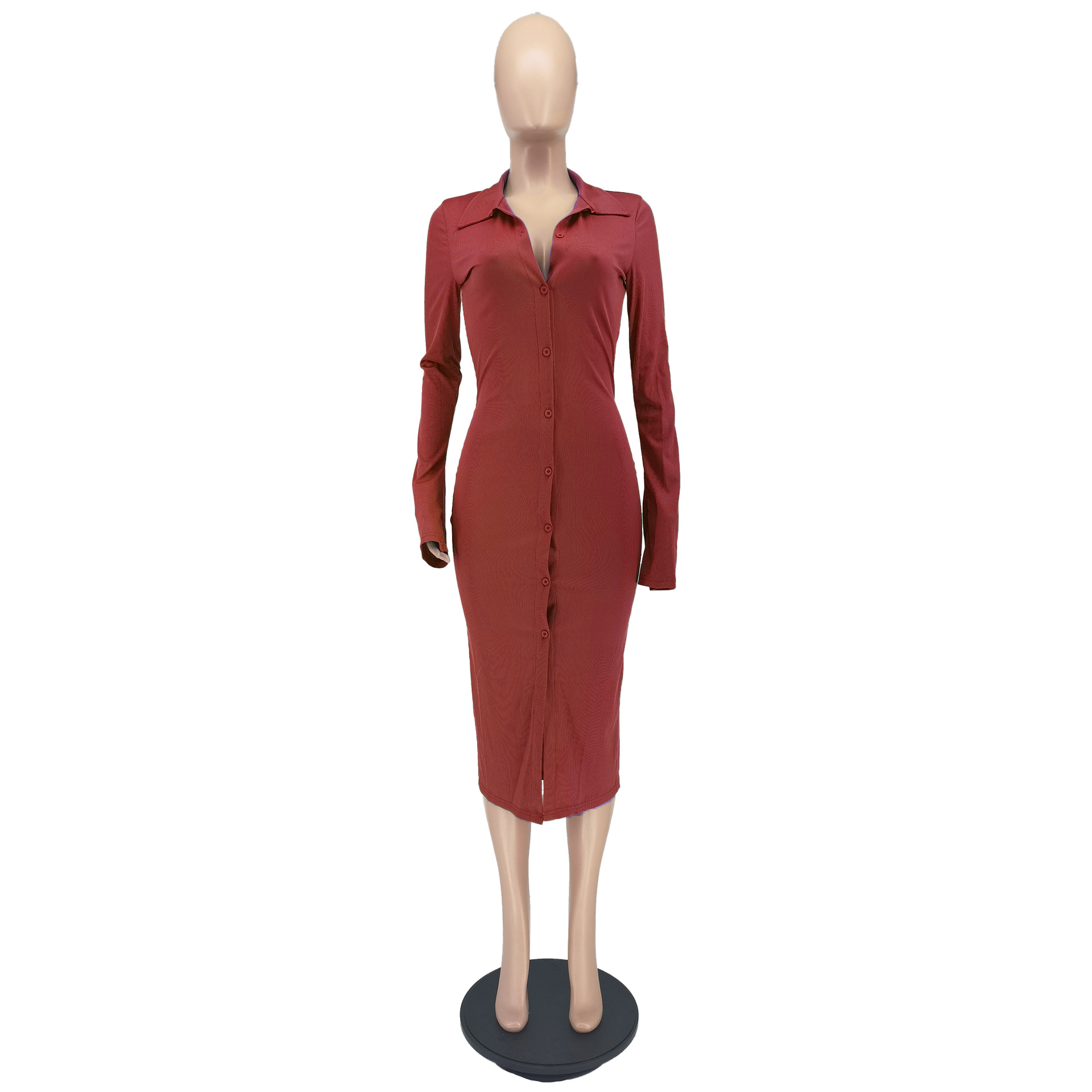 Autumn And Winter Fashion Pit Striped Flared Sleeve Dress