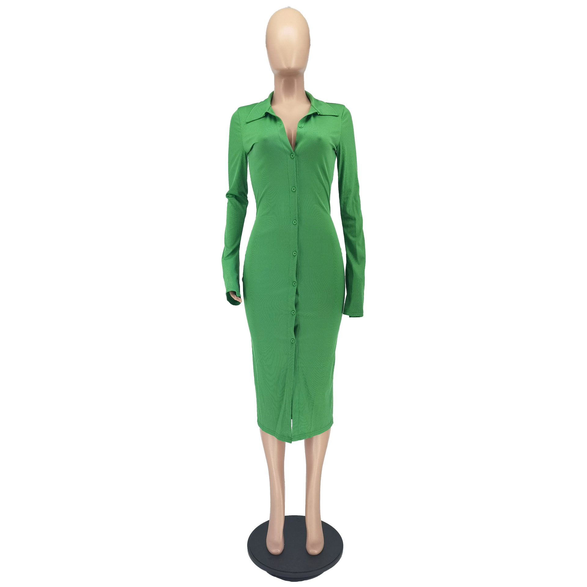 Autumn And Winter Fashion Pit Striped Flared Sleeve Dress