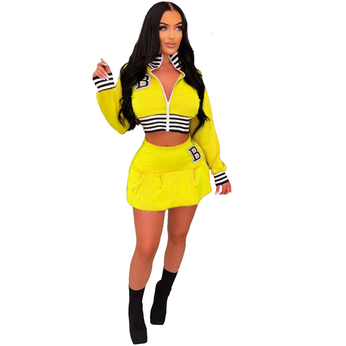 Autumn And Winter Fashionable Baseball Uniform Letter Skirt Set