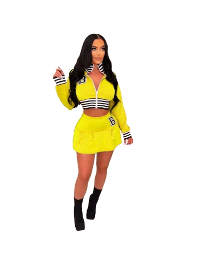 Autumn And Winter Fashionable Baseball Uniform Letter Skirt Set 02