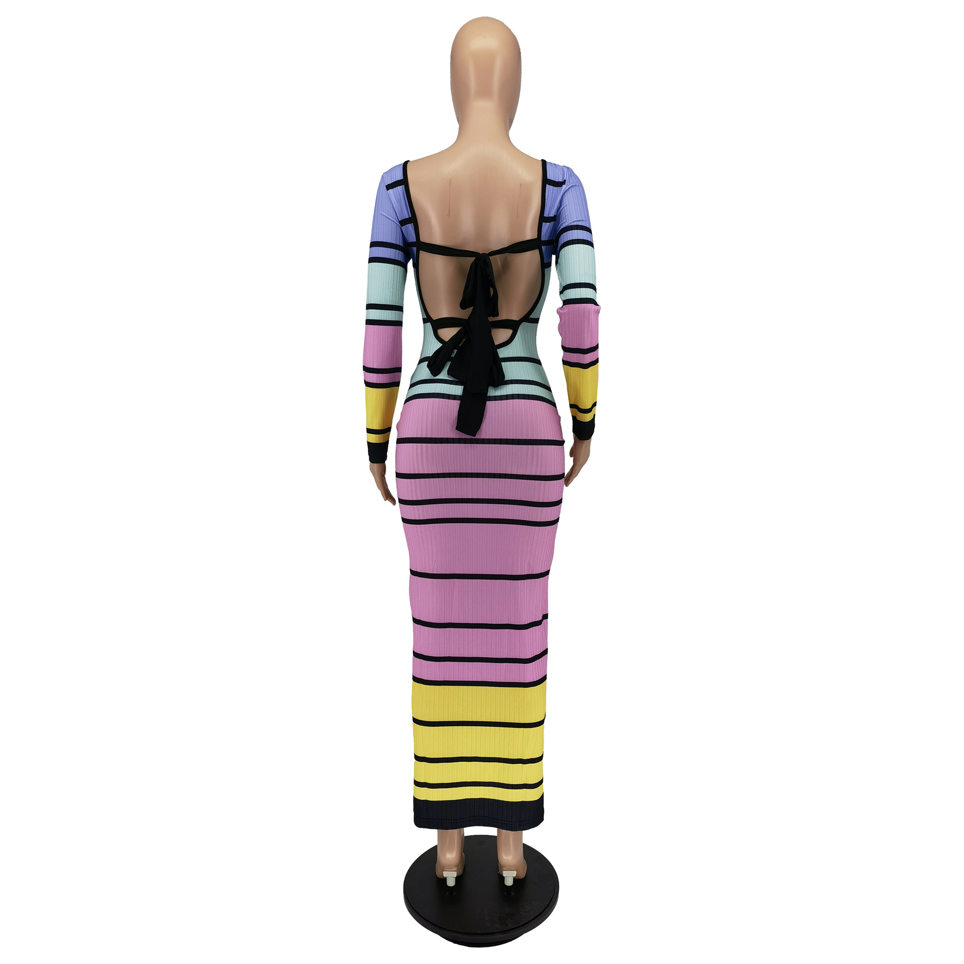 Autumn And Winter Striped Strap Dress