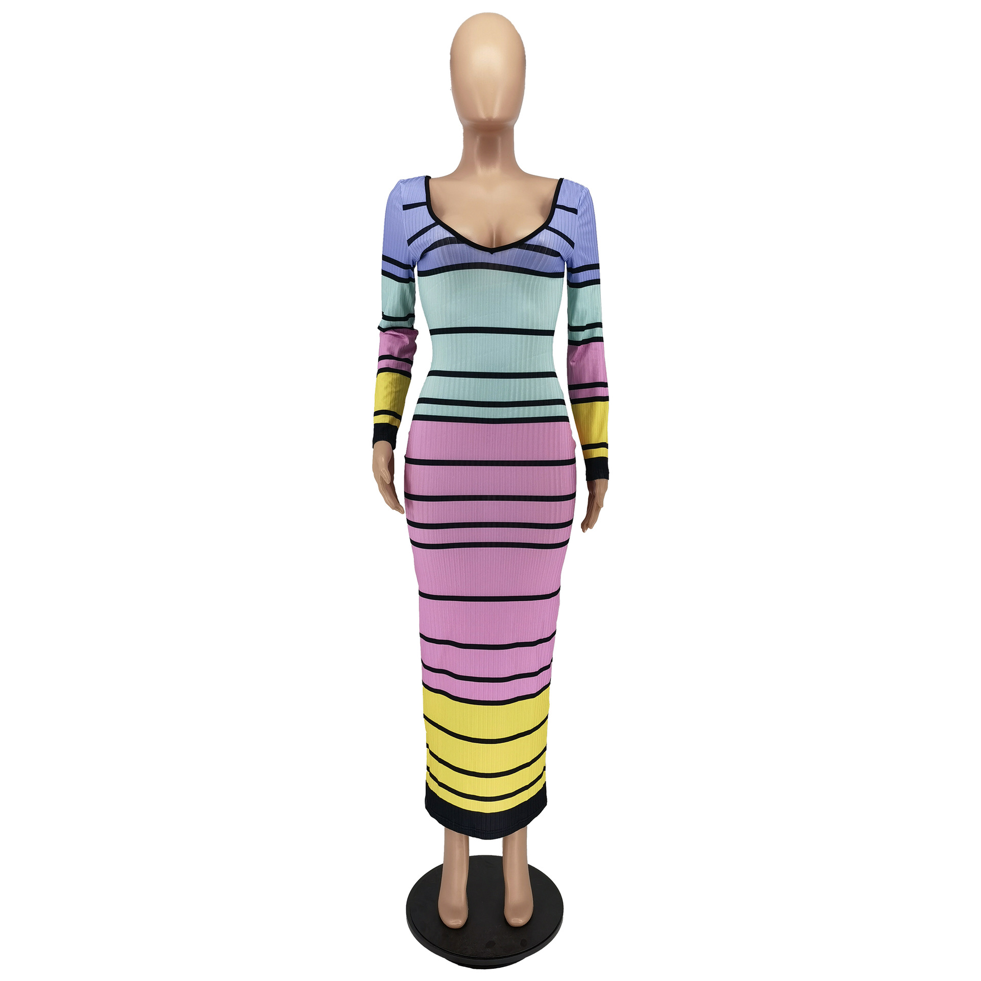 Autumn And Winter Striped Strap Dress