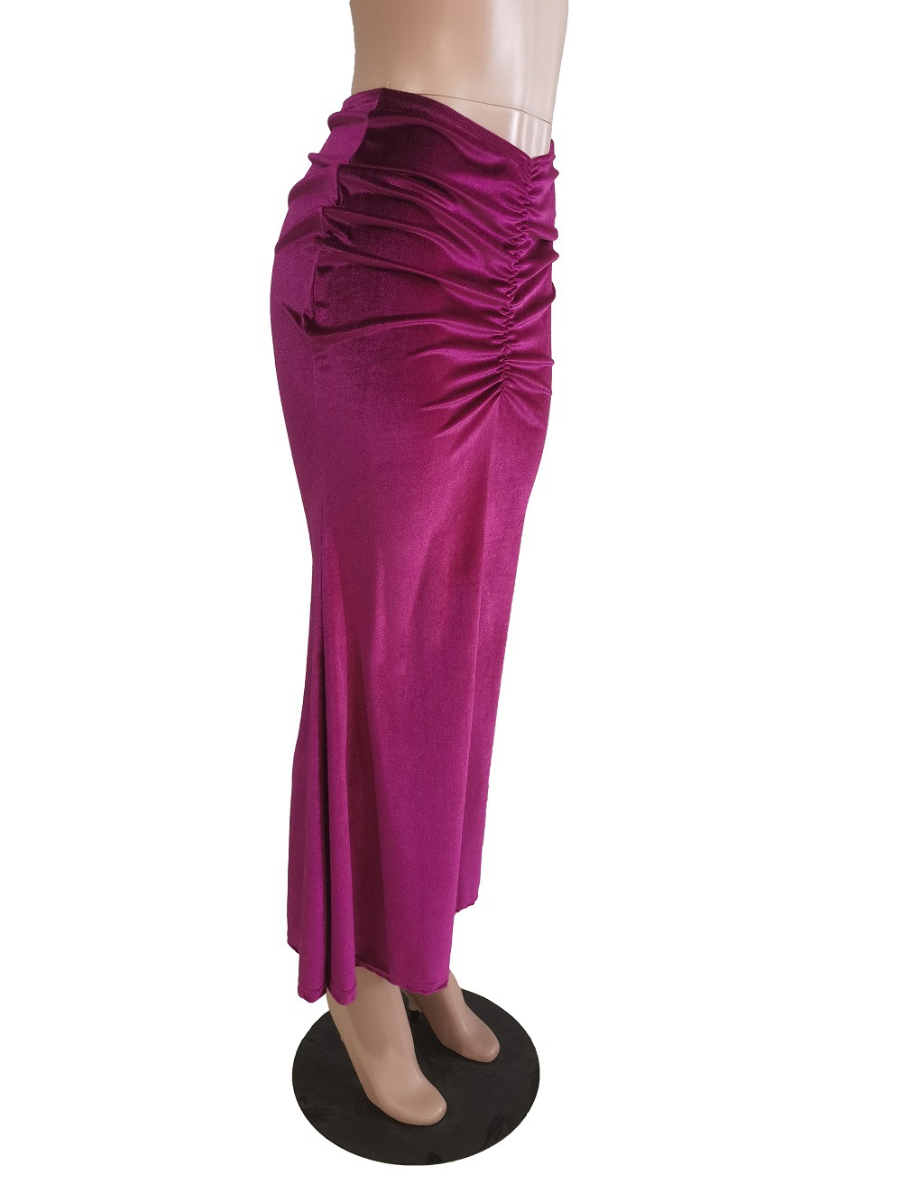 Casual Pleated V-Shaped Waist And Hip Lifting Velvet Skirt