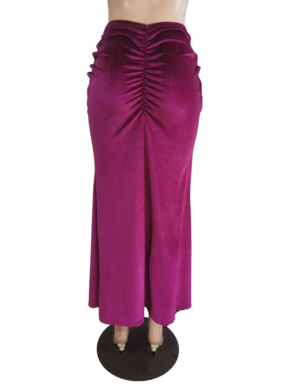 Casual Pleated V-Shaped Waist And Hip Lifting Velvet Skirt