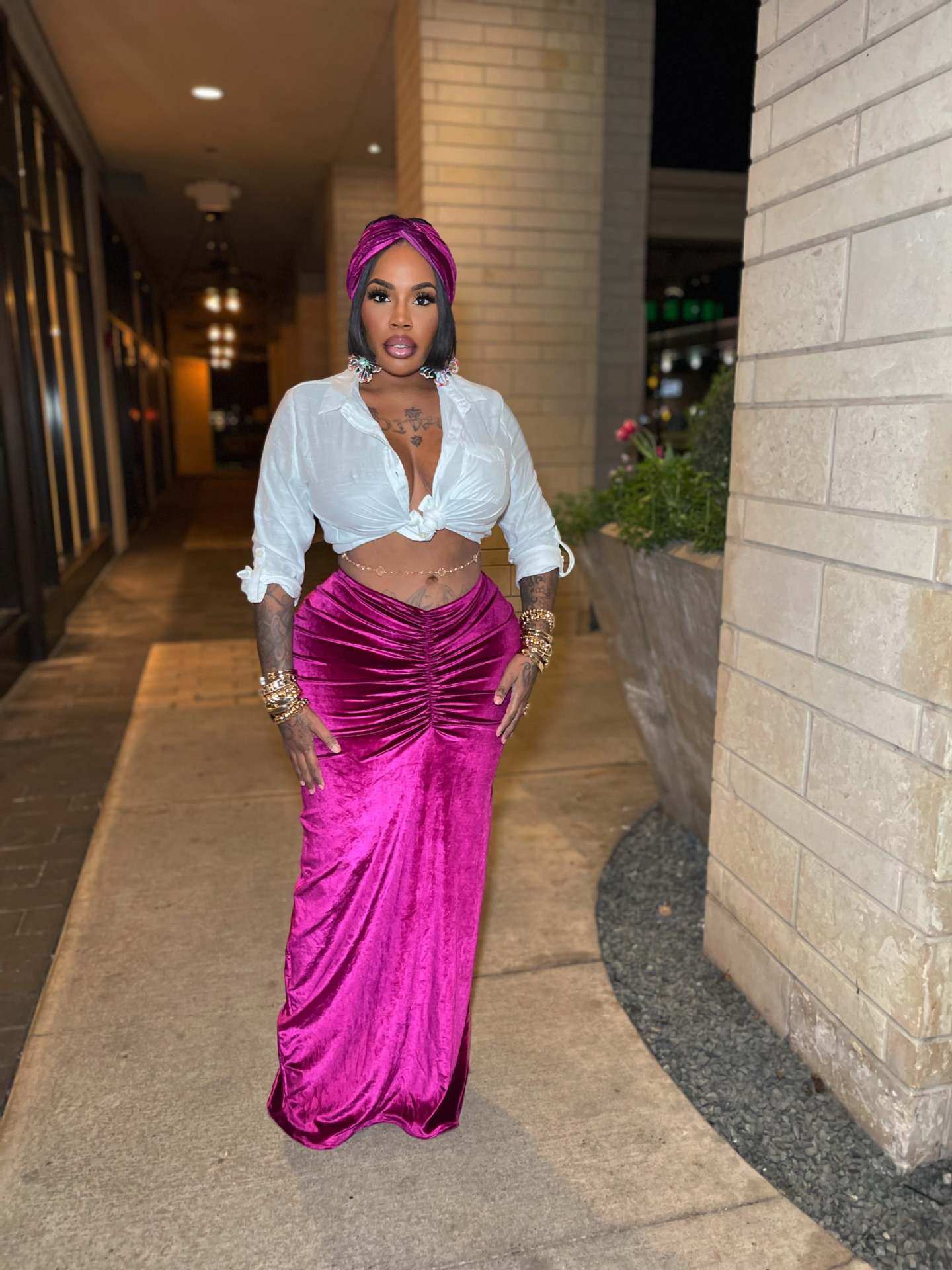 Casual Pleated V-Shaped Waist And Hip Lifting Velvet Skirt