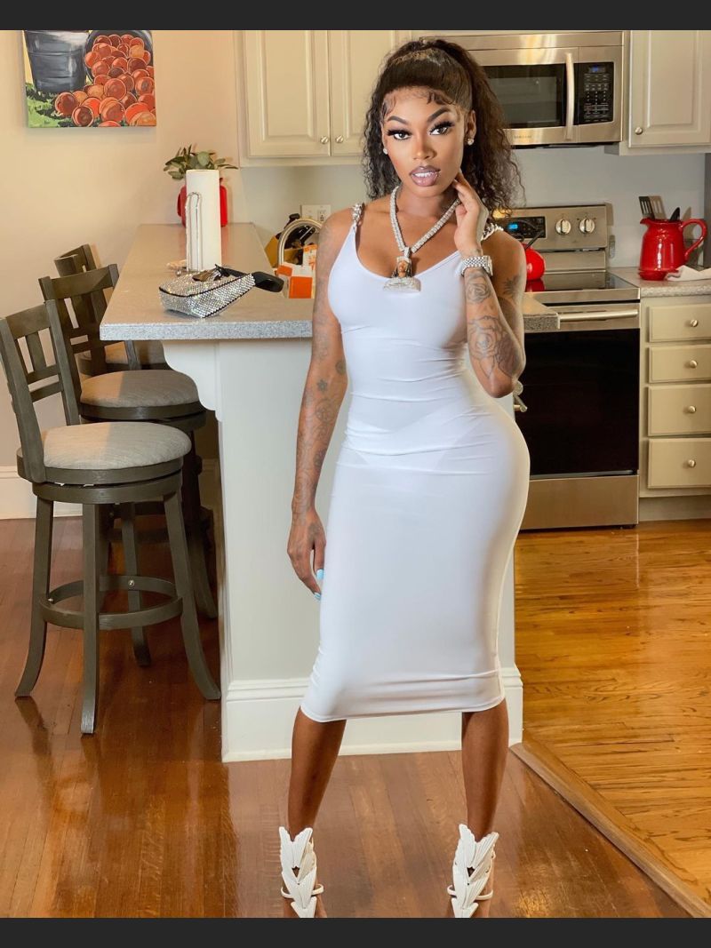 Chain Tight Solid Color Round Neck Sleeveless Off Shoulder Dress