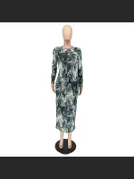 Early Autumn Fashion Mesh Leader Anti-Car Print Dress