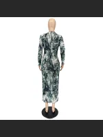Early Autumn Fashion Mesh Leader Anti-Car Print Dress