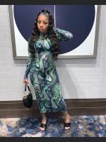 Early Autumn Fashion Mesh Leader Anti-Car Print Dress