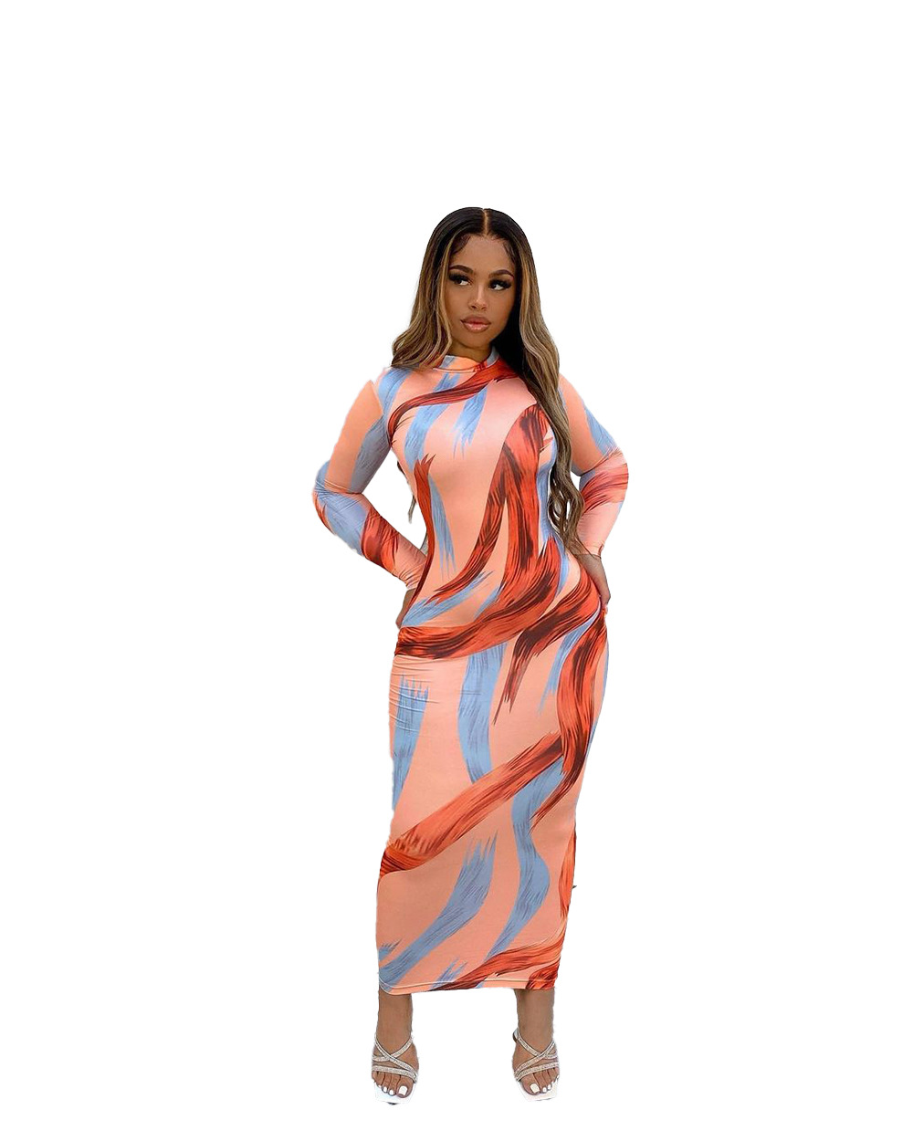 Early Autumn Fashionable And Sexy Printed Long Sleeved Dress