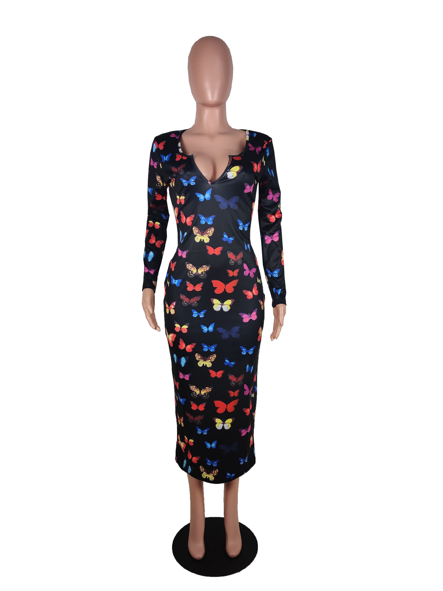 Fashion Butterfly Print Autumn And Winter New Dress