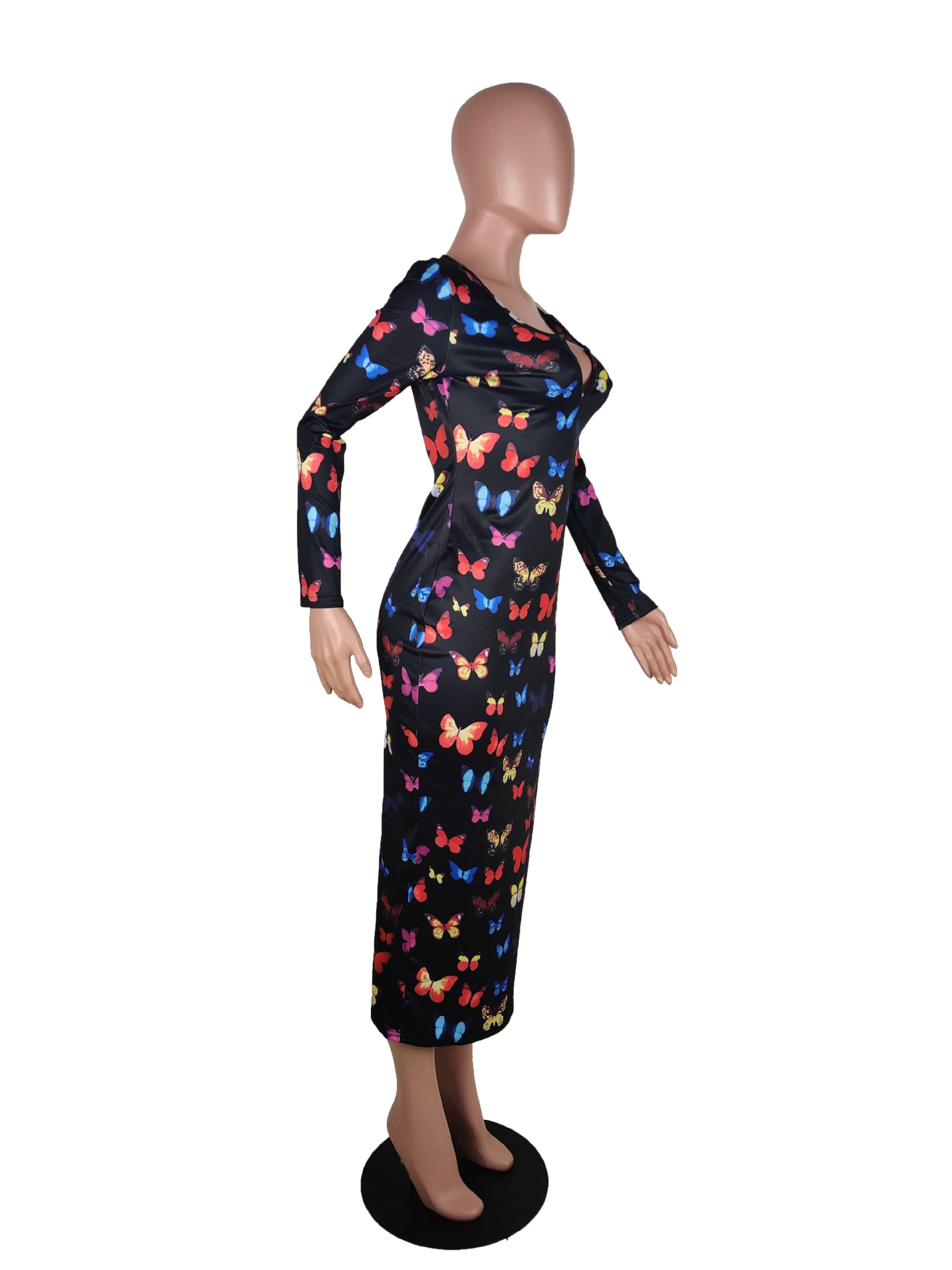 Fashion Butterfly Print Autumn And Winter New Dress