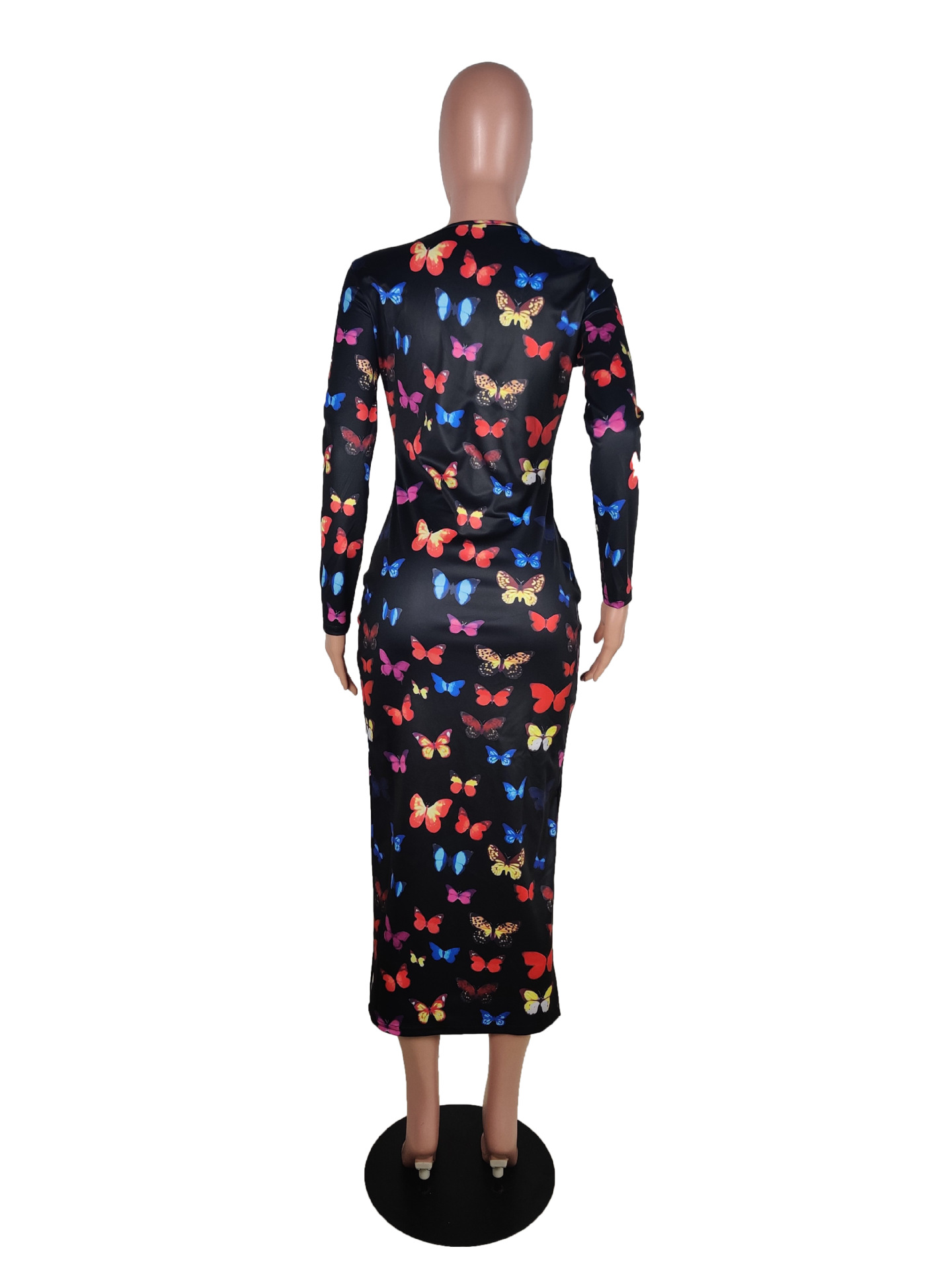 Fashion Butterfly Print Autumn And Winter New Dress