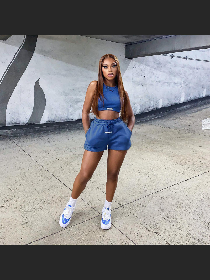 Fashion Solid Color Label Two Piece Set