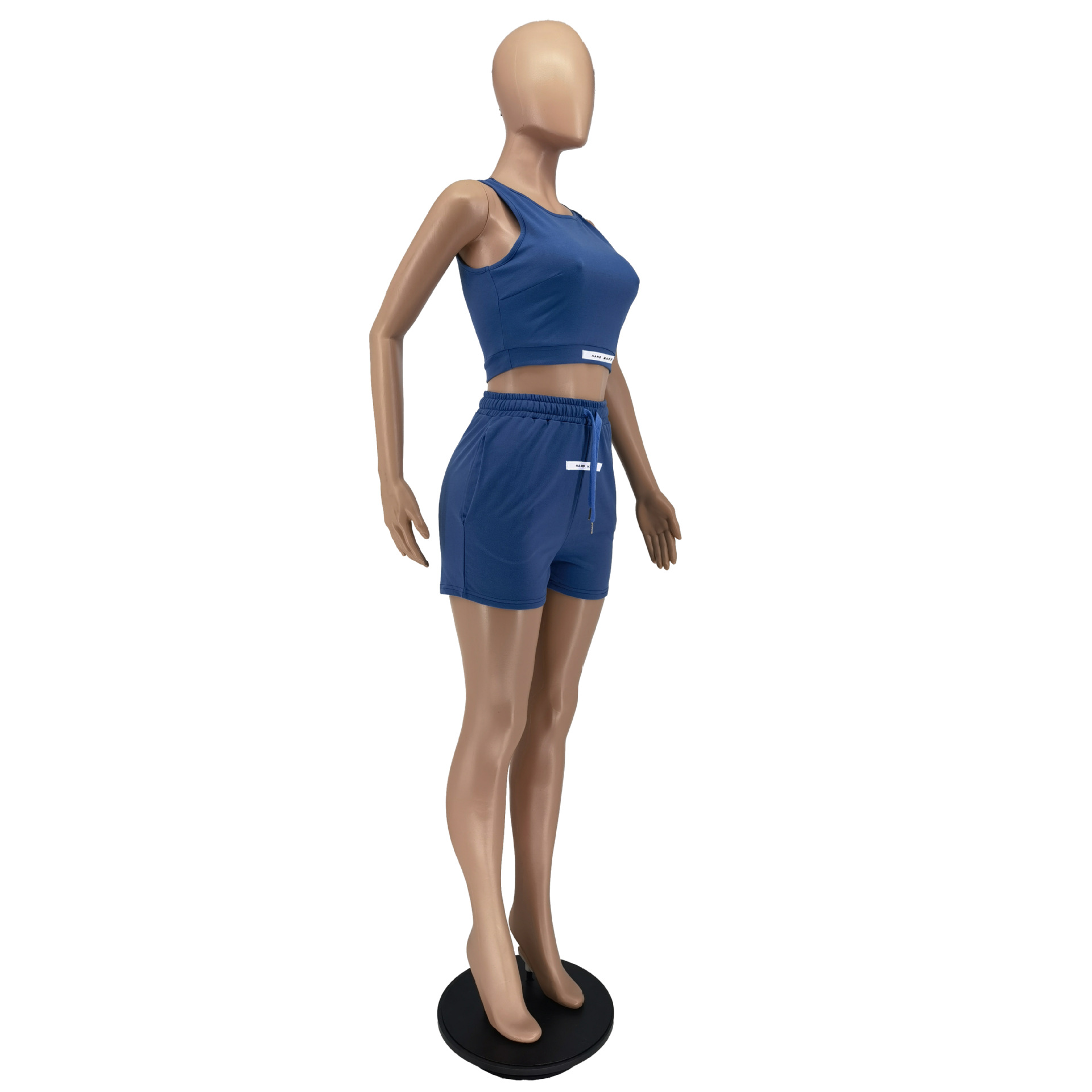 Fashion Solid Color Label Two Piece Set