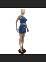 Fashion Solid Color Label Two Piece Set