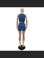 Fashion Solid Color Label Two Piece Set