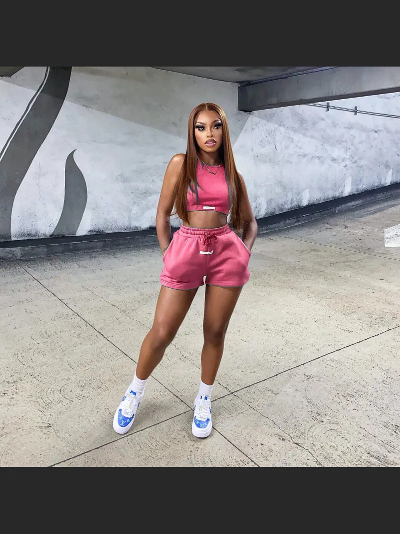 Fashion Solid Color Label Two Piece Set