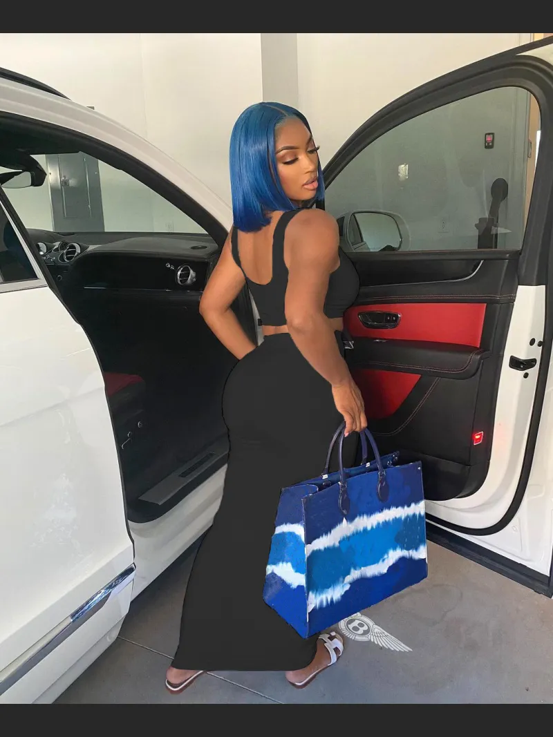 Fashion Solid Color Vest And Long Skirt Set