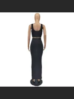 Fashion Solid Color Vest And Long Skirt Set