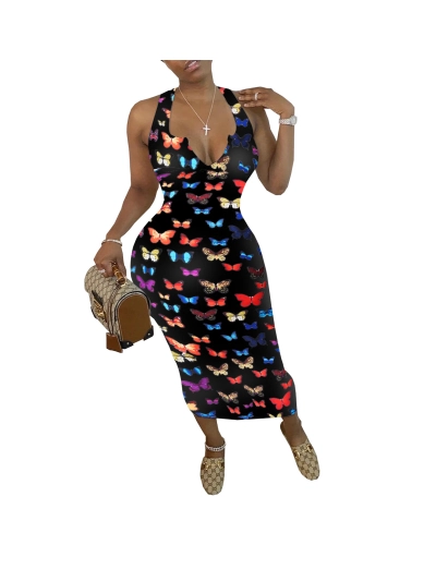 Fashionable Butterfly Printed Home Mid-Length Skirt 02