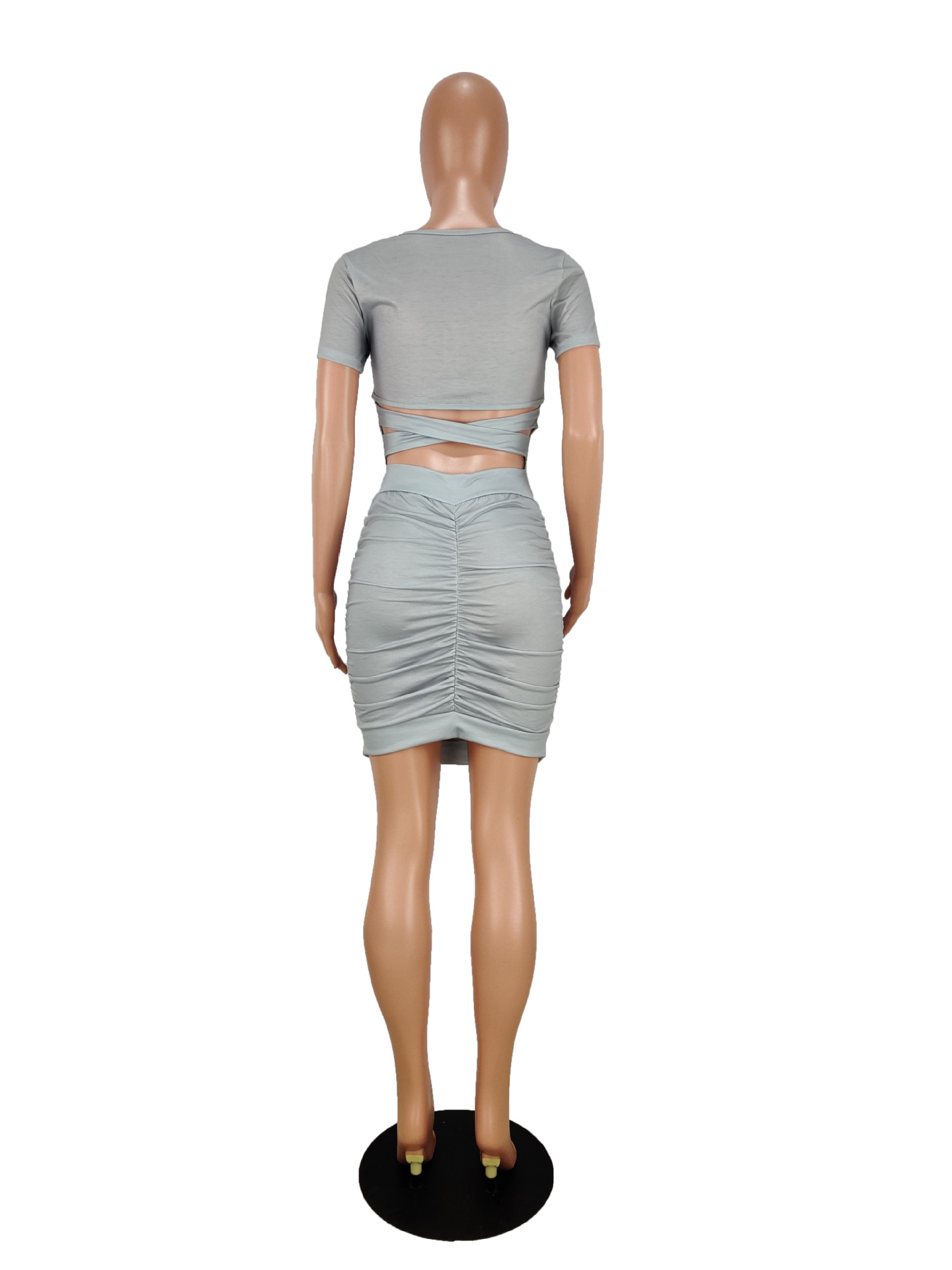 Fashionable Lip - Print Pleated Slim - Fit Dress