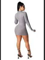 Fashionable Women's Sexy Pleated Zipper Slim Fit Dress