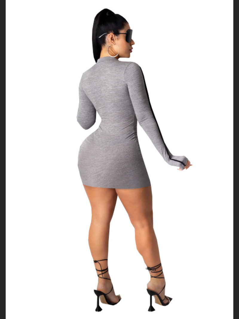 Fashionable Women's Sexy Pleated Zipper Slim Fit Dress