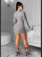 Fashionable Women's Sexy Pleated Zipper Slim Fit Dress