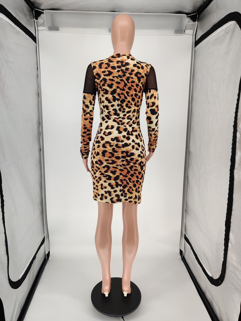 Leisure Leopard Print Mesh Patchwork Dress | Stylish Women's Casual Dress